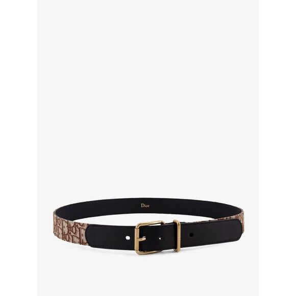Dior Men Leather Belt With All-Over Dior Oblique Logo
